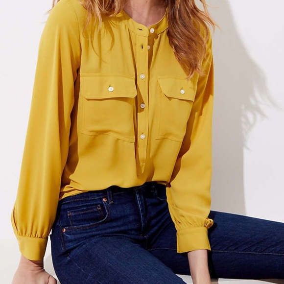 LOFT Tops - LOFT Yellow Henley Blouse